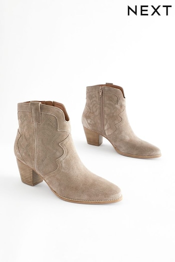 Mink Brown Regular/Wide Fit Forever Comfort® Stitched Detail Ankle Western/Cowboy Boots (725435) | £62