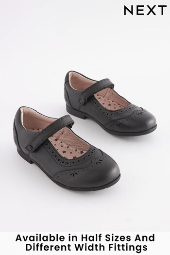 Black Standard Fit (F) Premium Leather Mary Janes (725517) | £30 - £37