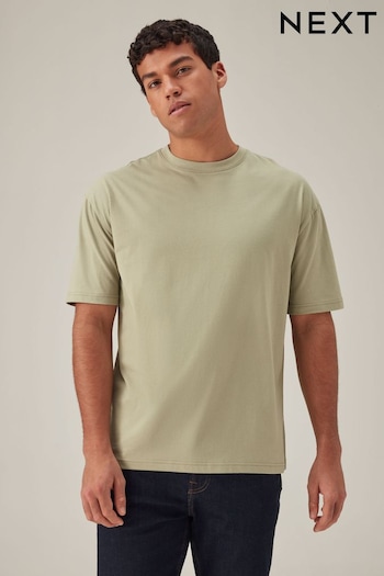 Green Sage Relaxed Fit Essential Crew Neck T-Shirt (725534) | £9