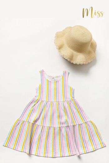 Miss Blue Pinted Dress With Sunhat Outfit Set (725543) | £34
