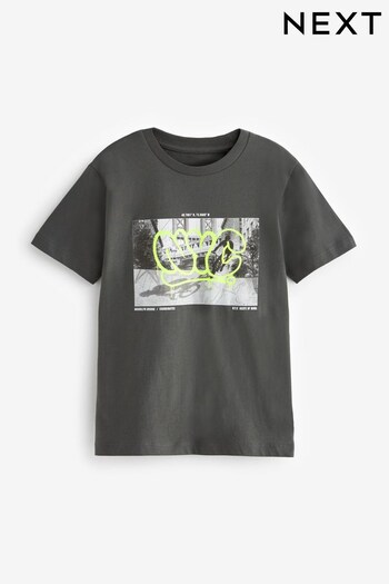 Charcoal Grey Graffiti Photograph Short Sleeve Graphic T-Shirt (3-16yrs) (725638) | £8 - £13