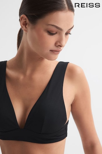 Reiss Black Tara Italian Fabric Bikini Top (726827) | £60