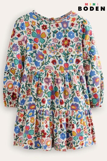 Boden Natural Twirly Cotton Festive Scene Dress (726875) | £29 - £34