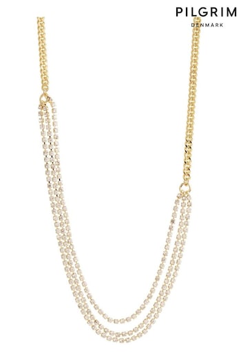 PILGRIM Unisex Gold Tone Blink Crystal Necklace (726972) | £36.50