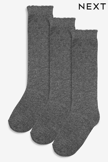 Grey Grey 3 Pack Cotton Rich Knee High School Heel (727229) | £4.50 - £5.50