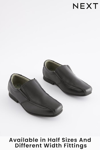 Black Standard Fit (F) School Leather Formal Loafers (727315) | £28 - £41
