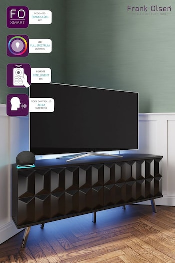 Frank Olsen Black Elevate Smart LED Corner TV Stand (727355) | £400