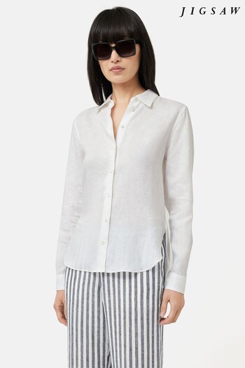 Jigsaw White Linen Long Sleeve Shirt (727840) | £99