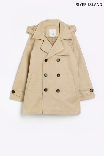 River Island Brown Boys Hooded Trench Coat (727882) | £35 - £46