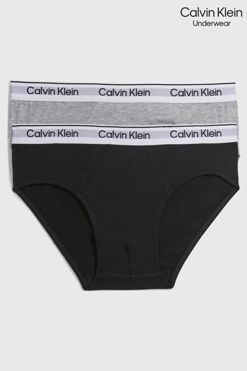 Calvin Klein Boys Black Modern Cotton 2-Pack Briefs (728021) | £24