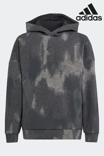 adidas Black Kids Sportswear Future Icons All-Over Print Hoodie (728348) | £38