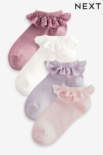 Pink Cotton Rich Ruffle Frill Trainer Socks 4 Pack (728349) | £7.50 - £9.50