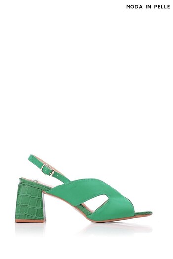 Moda in Pelle Green Block Heel V Cut Sandals (728960) | £99