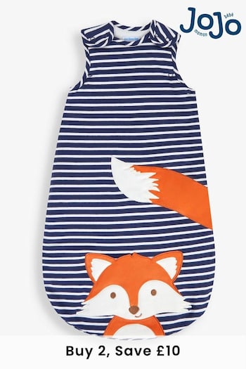 JoJo Maman Bébé Navy Stripe Fox Appliqué 2.5 Tog Baby Sleeping Bag (729027) | £32