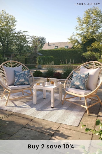 Laura Ashley White Garden Havana Casual Chair Set With Saunton Dove Grey Cushions (729146) | £950
