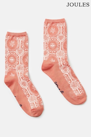 Joules Coral/Ecru Excellent Everyday Single Ankle Socks (729699) | £7.95