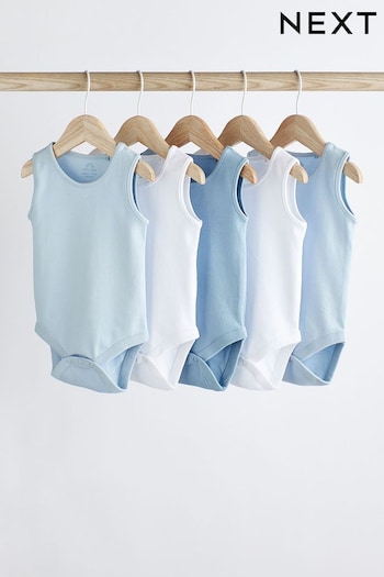 Blue 5 Pack Baby 5 Pack Vest Bodysuits (729811) | £10 - £12