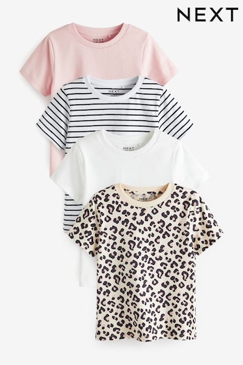 Pink/Stripe/Animal 4 Pack T-Shirts (3-16yrs) (729823) | £12 - £18