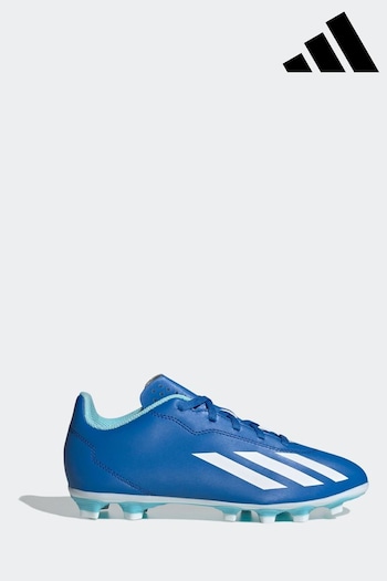 adidas Blue/White Sport Performance Kids X Crazyfast.4 Flexible Ground Boots (730233) | £35