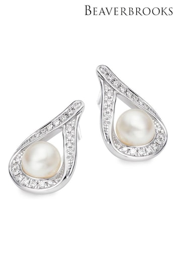 Beaverbrooks 9ct White Gold Diamond Freshwater Cultured Pearl Stud Earrings (730578) | £1,400