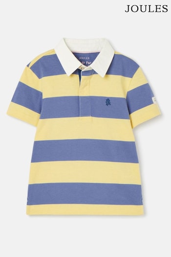 Joules Ozzy Navy/Yellow Stripe Jersey Short Sleeve Rugby Shirt (731003) | £16.95 - £18.95