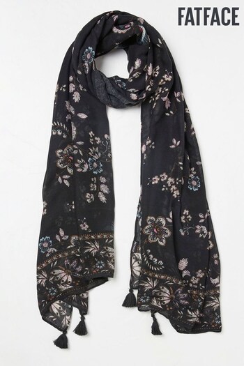 FatFace Black Fall Floral Light Weight Scarf (731206) | £25