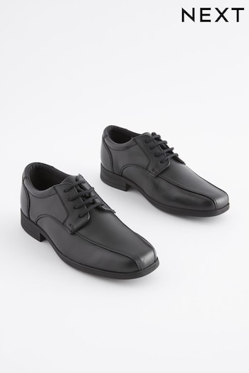 Black Standard Fit (F) School Leather Lace-Up Nautic Shoes (731445) | £32 - £42