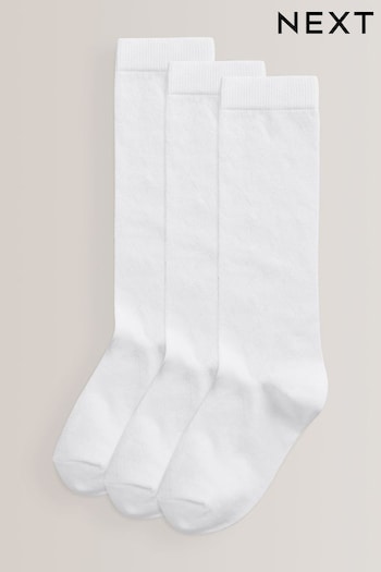 White Diamond 3 Pack Cotton Rich Knee High School Socks (731582) | £5 - £6