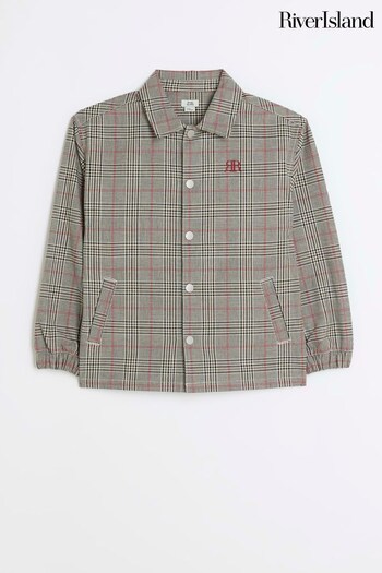 River Island Brown Boys Check Harrington Shirt (731594) | £25 - £32