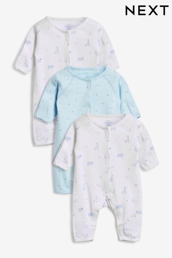 Blue 3 Pack Premature Baby Sleepsuits (0-0mths) (732488) | £18