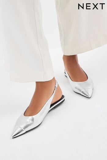 Silver Forever Comfort® Metallic Toe Slingback Sandale Shoes (732628) | £36
