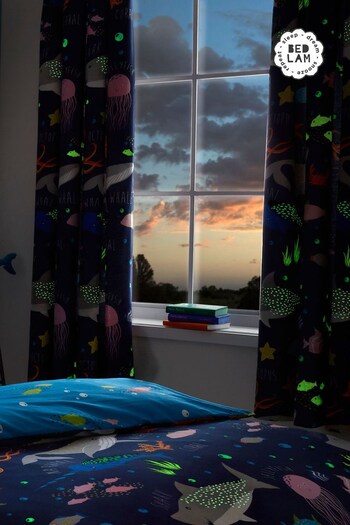 Bedlam Blue Sea Life Glow In The Dark Curtains (732735) | £40