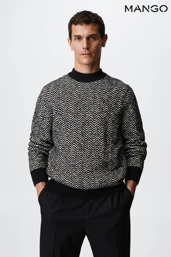 Mango Jacquard Cotton Black Sweater (733917) | £60