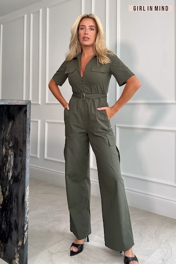 Girl In Mind Green Seraphina Military Style Jumpsuit (734564) | £55
