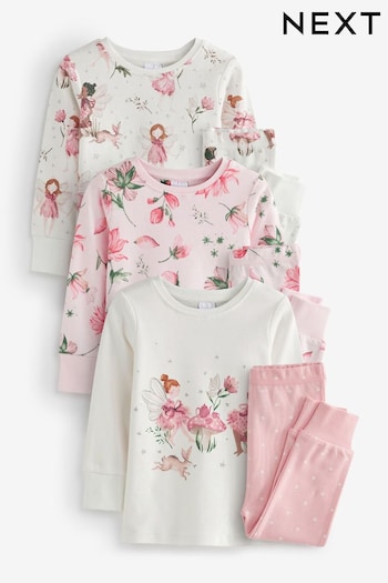 Pink/White Fairy Print Pyjamas 3 Pack (9mths-12yrs) (735030) | £31 - £40