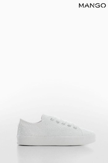 Mango Textured Lace-Up White Trainers (735120) | £33