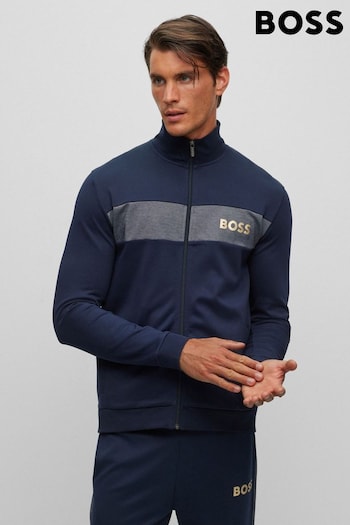 BOSS Blue Metallic Logo Tracksuit Zip Through Sweatshirt (735122) | £119