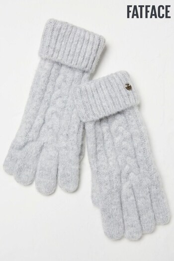 FatFace Grey Knitted Cable Gloves (735173) | £20