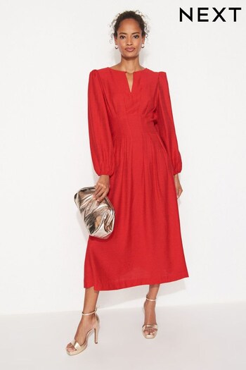 Red Long Sleeve Pintuck Dress (735282) | £42