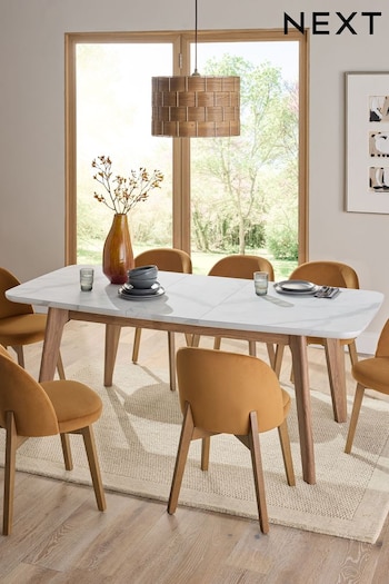 Walnut and Marble Effect Jackson 6 to 8 Seat Extending Dining Table (735400) | £499