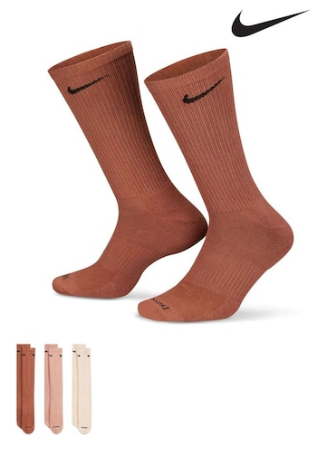Nike Cream/Pink/Brown Crew Everyday Plus Cushioned Training Crew Sportswear 3 Pack (735617) | £17.99