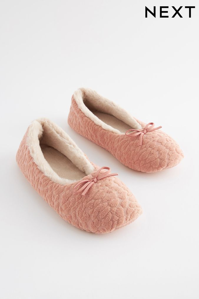 Next pink fluffy slippers top