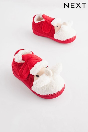Red Santa Touch Fastening Cupsole Print Slippers (735910) | £12 - £14