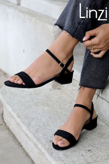 Linzi Black Kezzi Barely There Low Block Heeled Sandals grises (736165) | £30