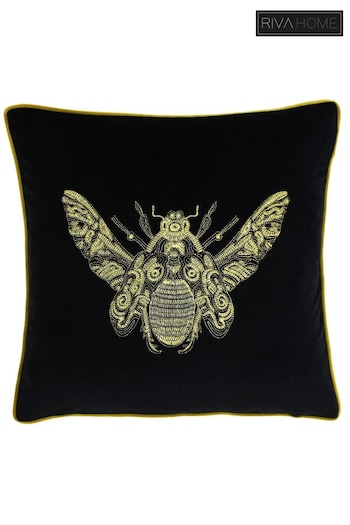 Riva Paoletti Black Cerana Velvet Polyester Filled Cushion (736327) | £19