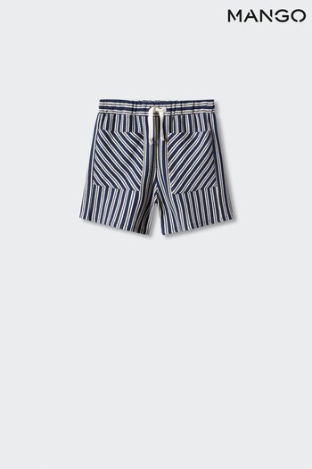 Mango Blue Striped Cotton Bermuda Shorts (736595) | £18