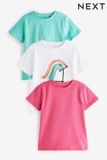 White/Pink Skating Rainbow T-Shirts 3 Pack (3-16yrs) (736605) | £14 - £20