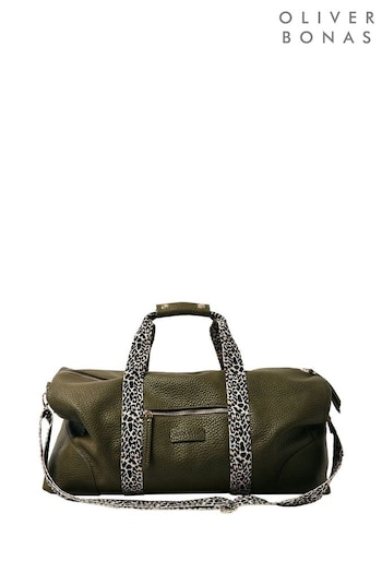 Oliver Bonas Khaki Green Hattie Leopard Weekend Bag (736892) | £62