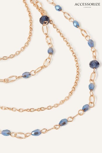 Accessorize Blue Facet Bead Layered Necklace (737497) | £20