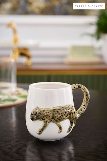 Clarke & Clarke White/Natural 3D Cheetah Mug (737519) | £14